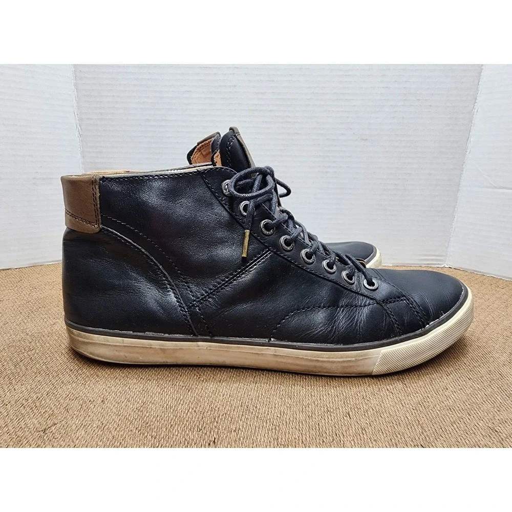 Coach High Top Leather Sneakers Men 11.5 Black Brown  Lace up Designer